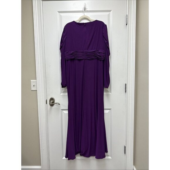 New Mac Duggal Size 18 W Purple 77119 Long Sleeve Cocktail Evening Gown Dress - Picture 6 of 8